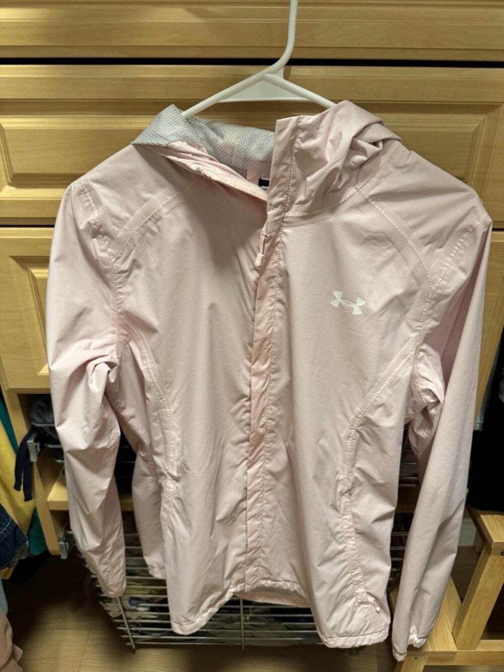 Under Armour Light Pink Hooded Windbreaker — Size SM